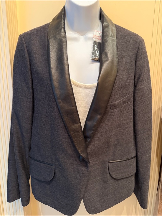 Yves Saint Laurent Jackets & Blazers - NWT Yves Saint Laurent 2009 Runway Tuxedo Blazer Leather Lapel Gray F42